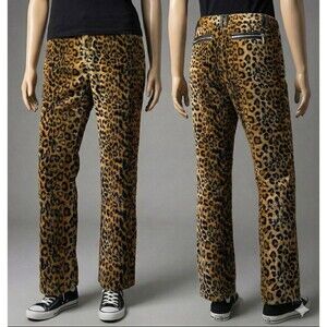 Vintage Lip Service Freaks In Fur Pants Leopard Print Y2K Mall Goth Punk Sz 40